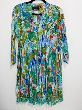 KikiSol Dress Womens Medium Boho Artsy Tunic Beach Coverup Tunic  NWT
Boho